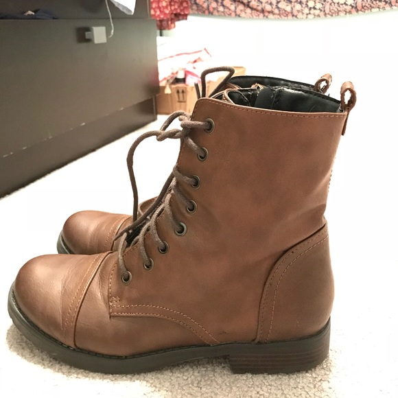 brown ankle combat boots